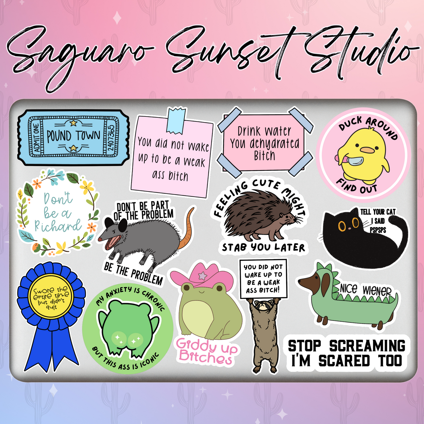 Funny Cute Overstimulated Cat Club Sticker