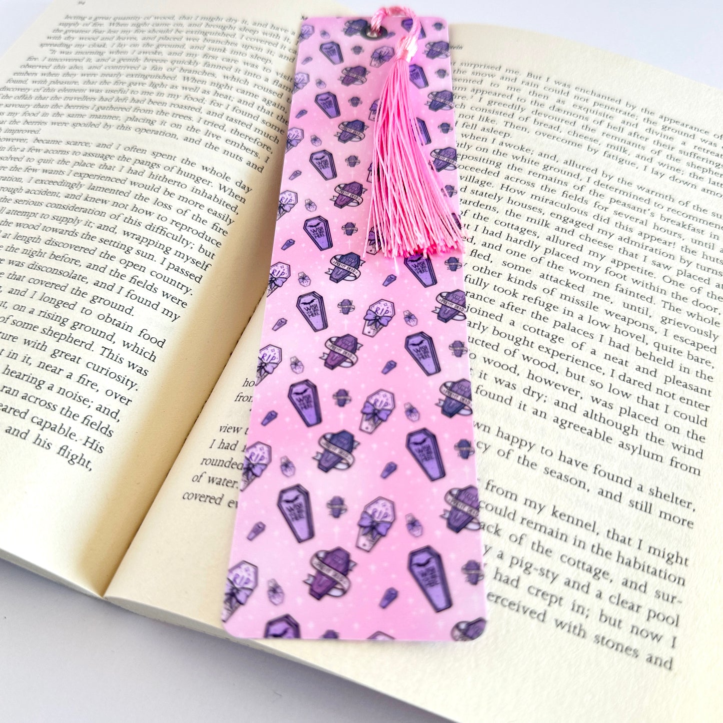 Pastel Goth Bookmark, Spooky Bookmark, Coffin Bookmark, Cool Bookmarks, Gift for Reader, Reading Accessories, Bookish Merch, Book Lover Gift