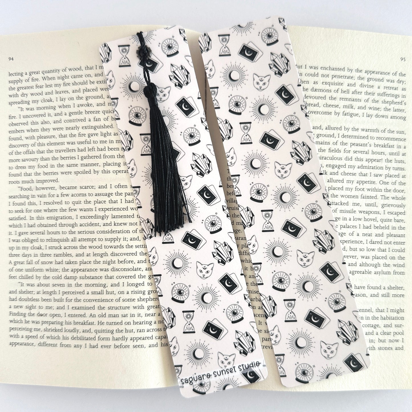 Cat Bookmark, Crystal Bookmark, Moon Bookmark, Cool Bookmarks, Gift for Reader, Reading Accessories, Bookish Merch, Book Lover Gift, Mythic