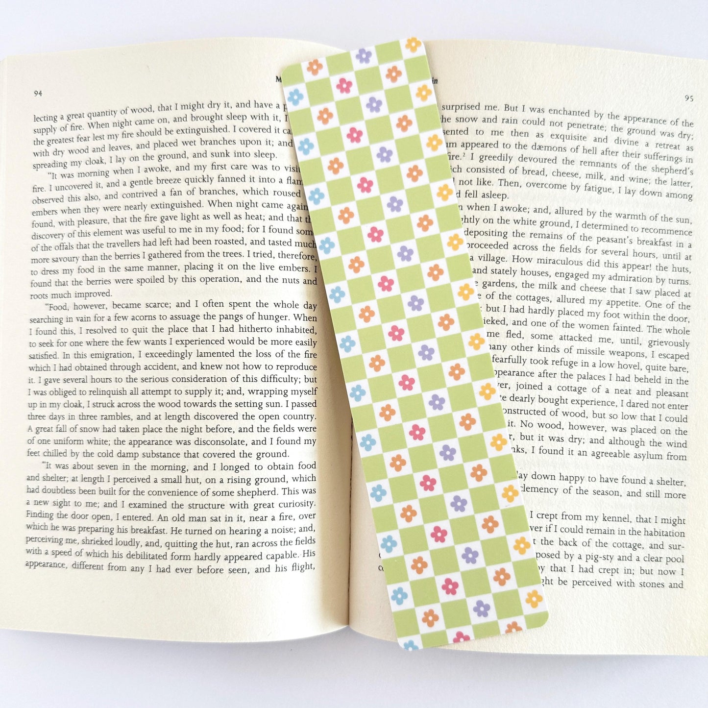 Flower Bookmark, Retro Bookish Merch, Paper Bookmark, Gifts for Readers Women, Book Lover Gift, Book Club Gift, Reading Accessories, Checker