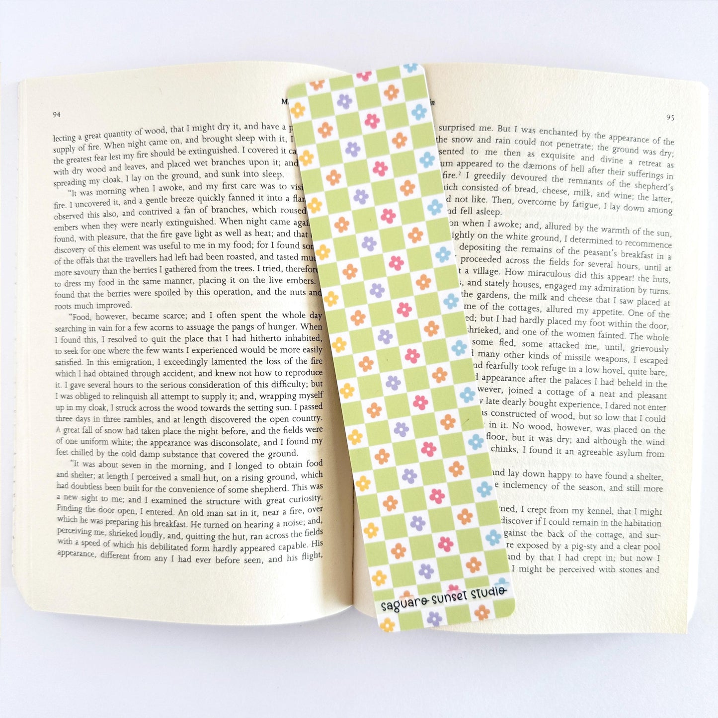 Flower Bookmark, Retro Bookish Merch, Paper Bookmark, Gifts for Readers Women, Book Lover Gift, Book Club Gift, Reading Accessories, Checker