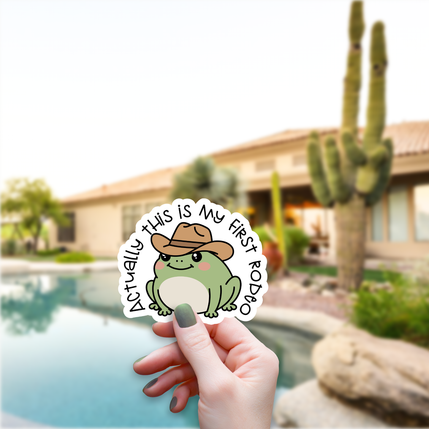 Actually This is My First Rodeo Cowboy Frog Sticker, Frog Gift