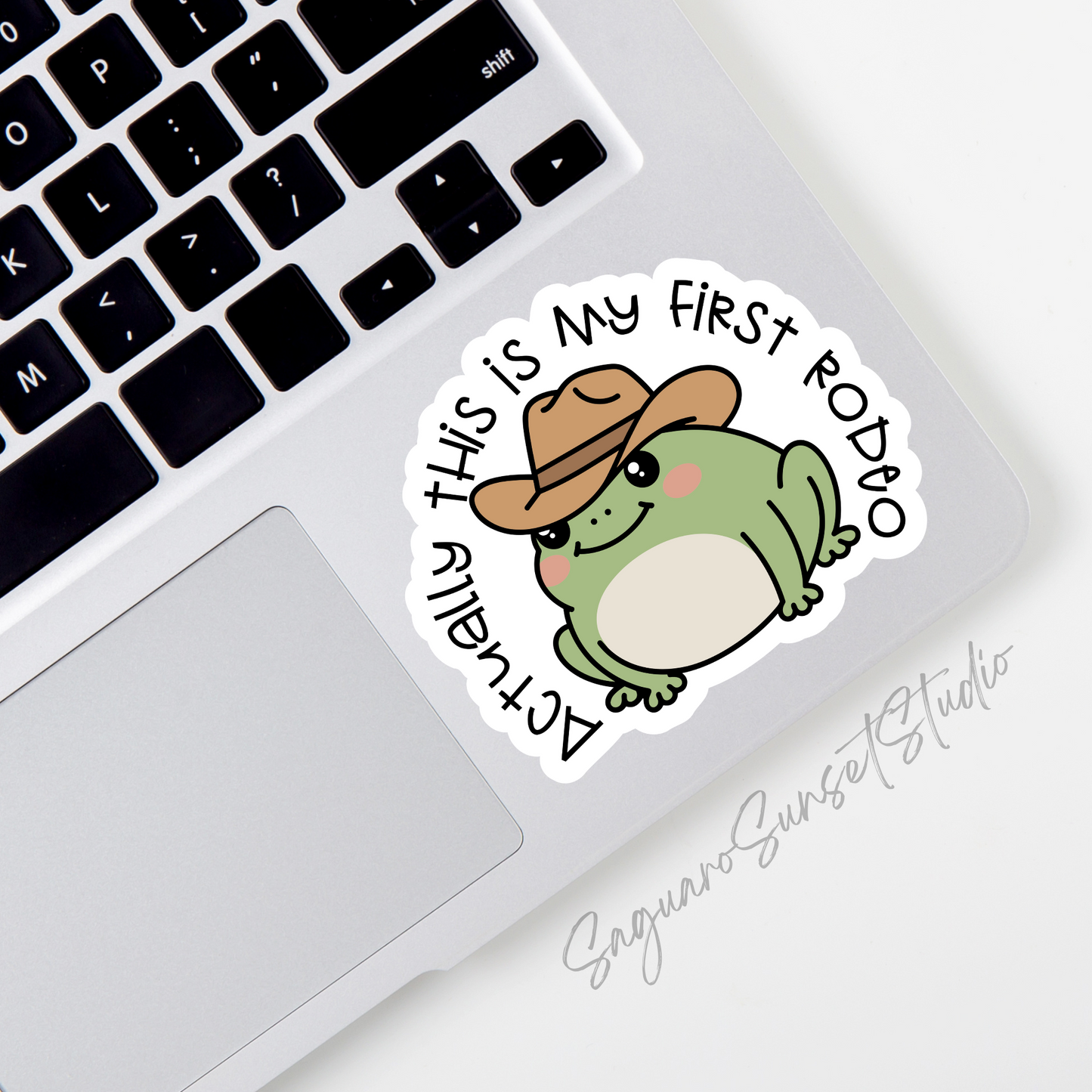 Actually This is My First Rodeo Cowboy Frog Sticker, Frog Gift