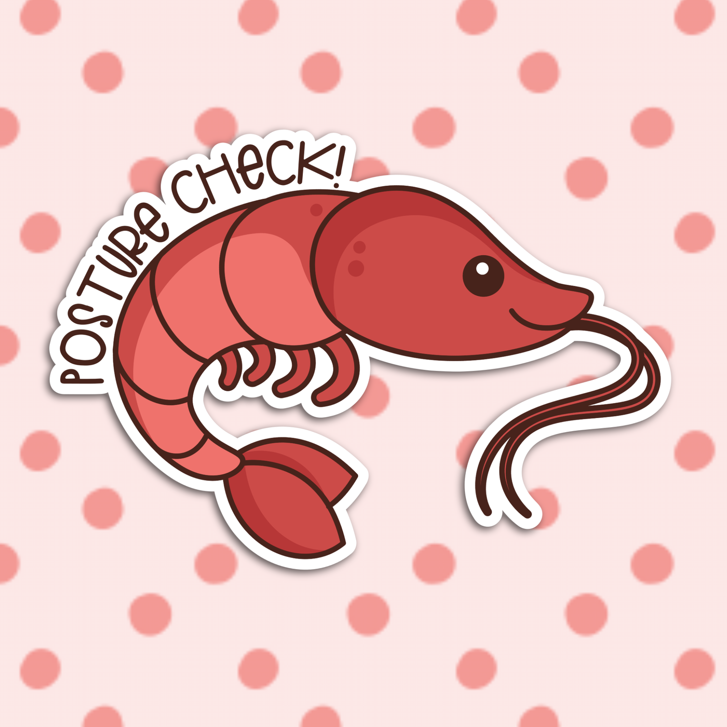 Posture Check Shrimp Laptop Sticker, Water Bottle Decal