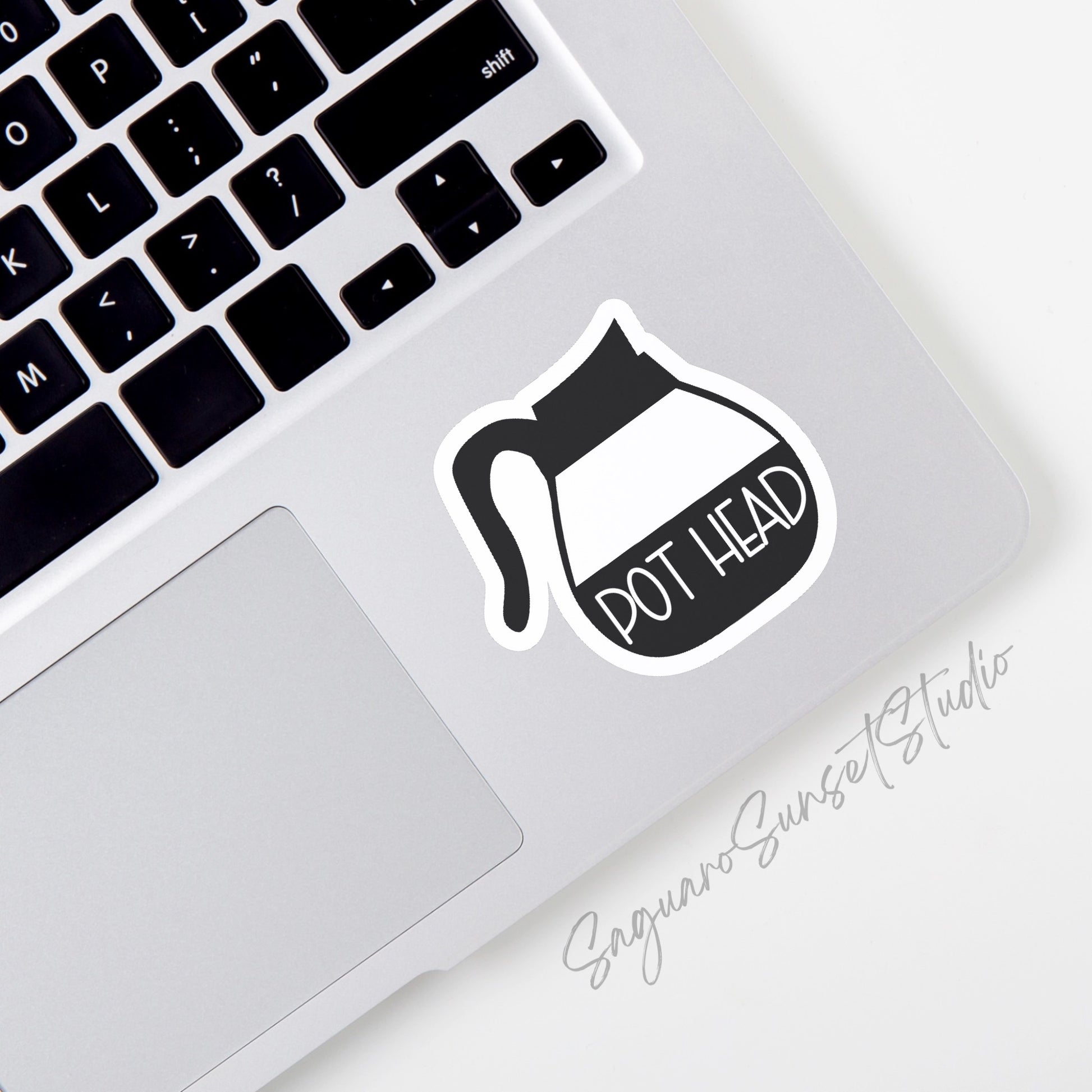 pothead coffee shop Funny Pothead Coffee Sticker – Saguaro Sunset Studio, LLC