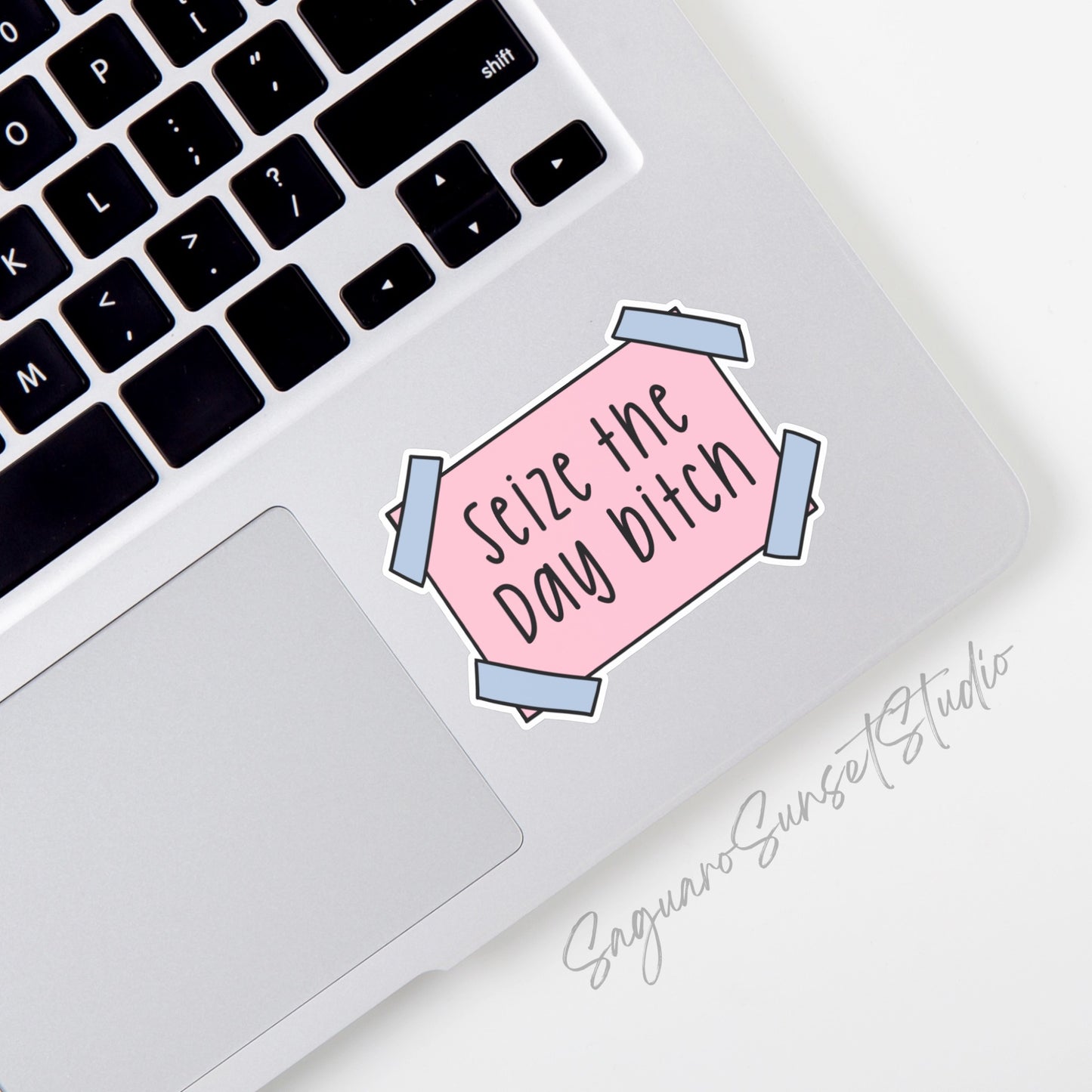 Sticker featuring the phrase "Seize the Day Bitch," designed to provide empowerment and motivation for baddies and hot girls.