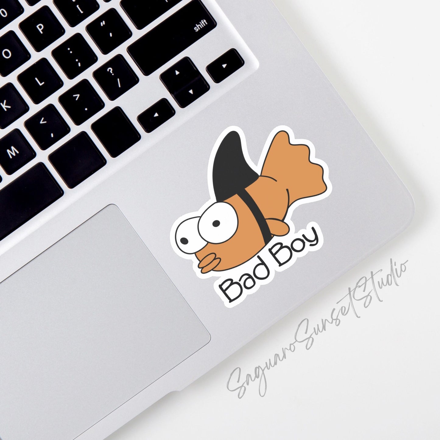 Funny Goldfish Bad Boy Shark Sticker